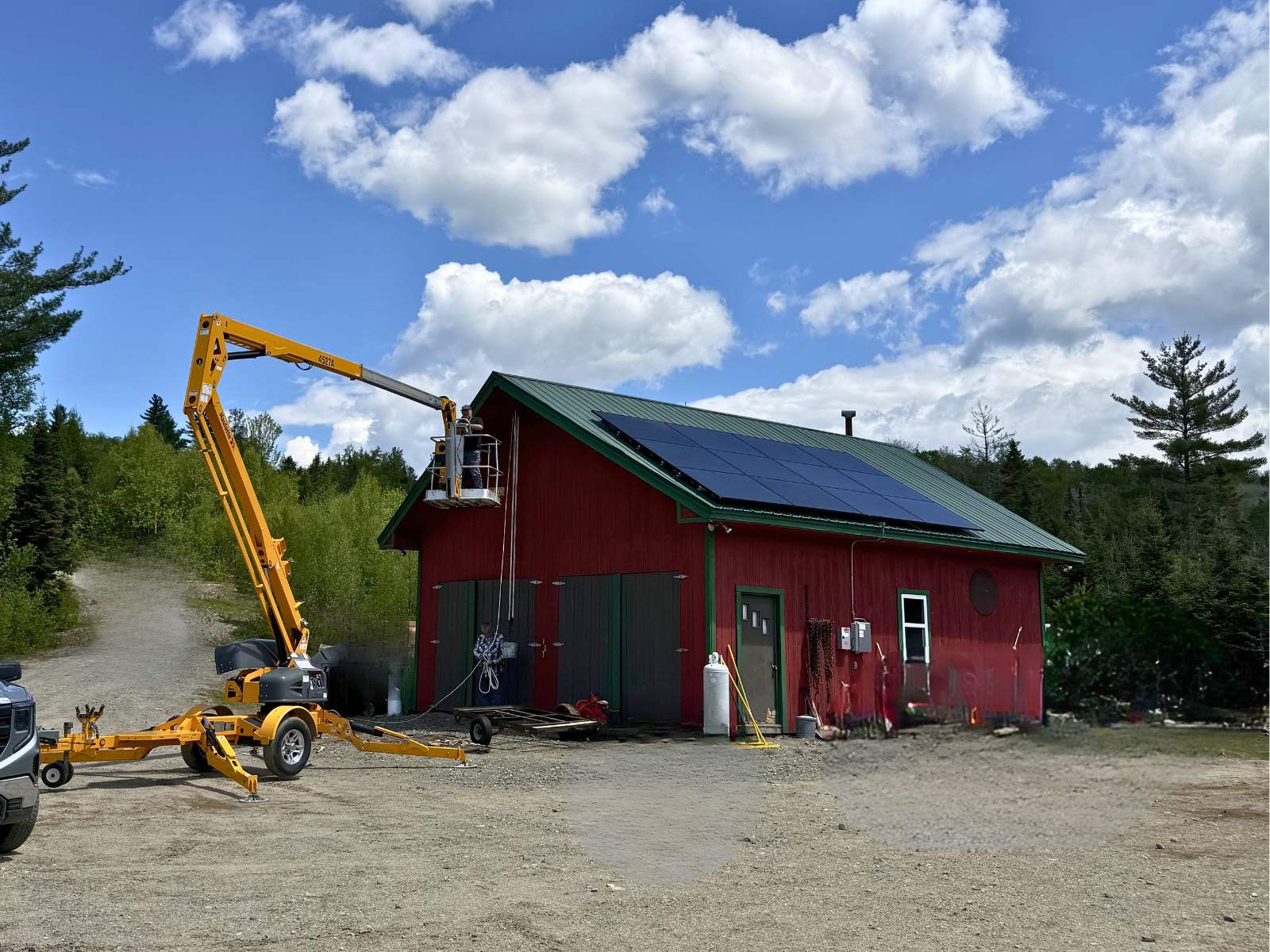 Solar panels going up on the barn roof