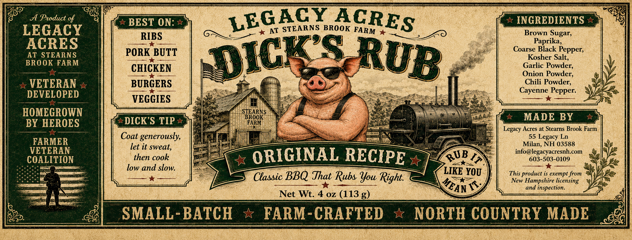 Dick's Rub Original Recipe label