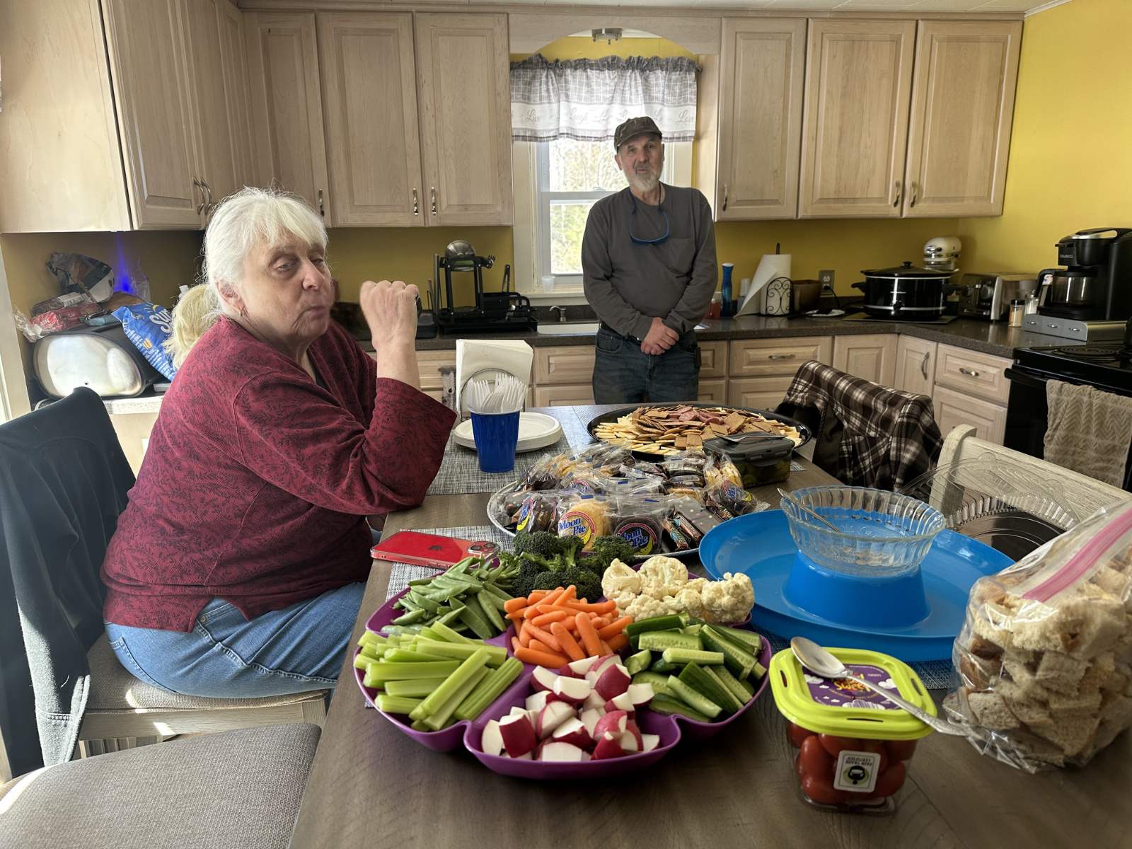 Keith and Diane in the farmhouse kitchen