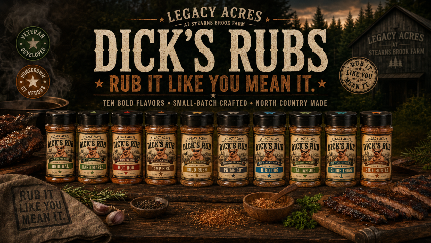 Dick's Rubs seasoning blends created by Rick Buteau
