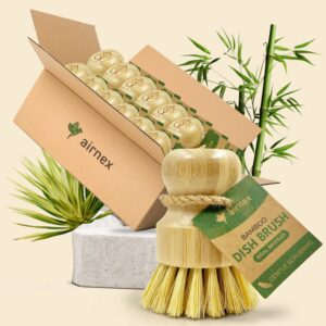 AIRNEX bamboo dish scrub brush with plant based bristles